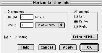 Horizontal Line Info Dialog Box